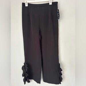 Posh Couture Black Wide Leg Pants with Ruffle Detail